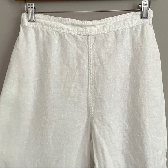 White Linen Angled Hem Capri Pants - Medium, 100% Linen 🇲🇦 - Picture 3 of 9